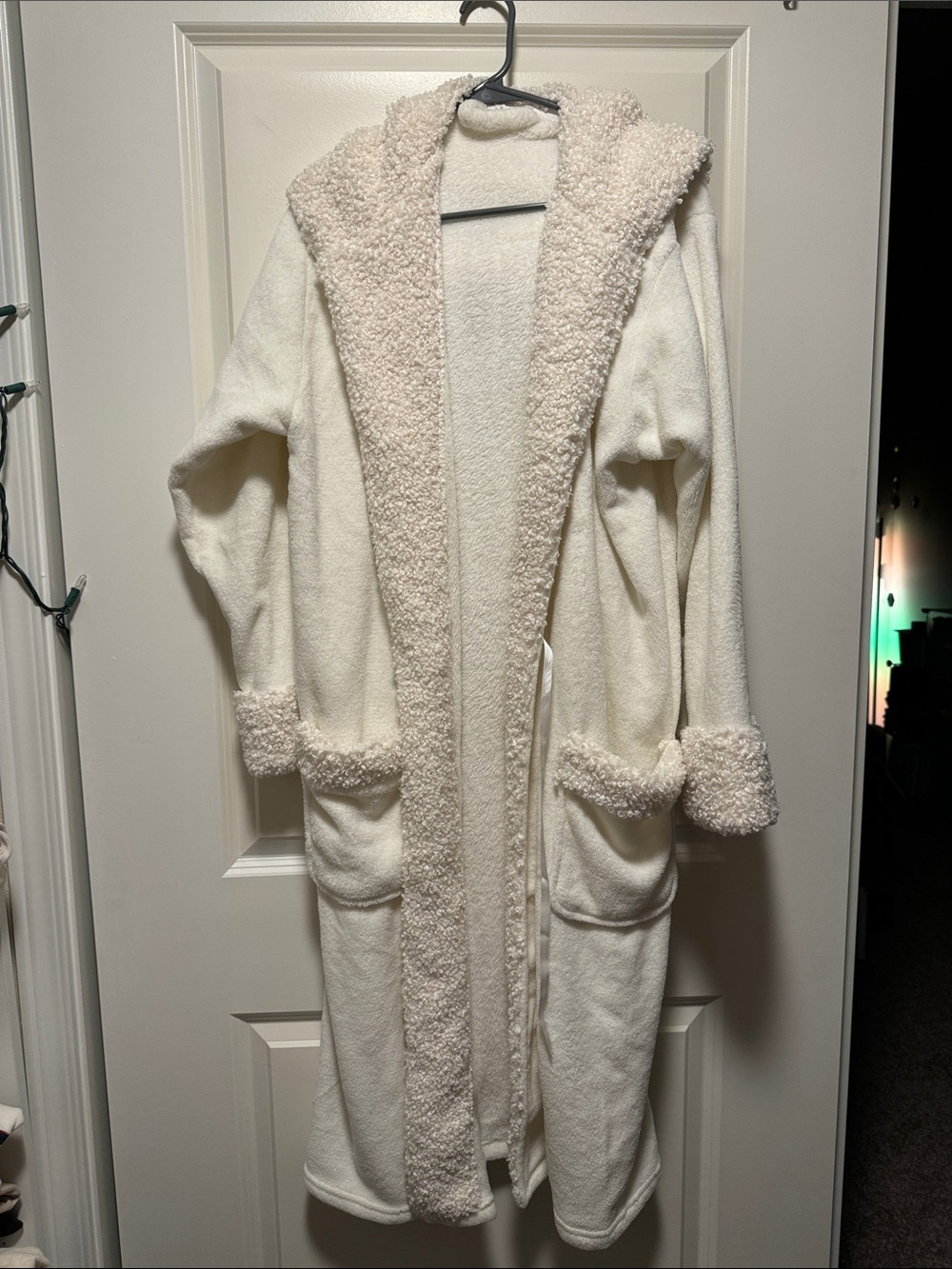 Pottery Barn Cream Hooded Teddy Coat with Sherpa Trim